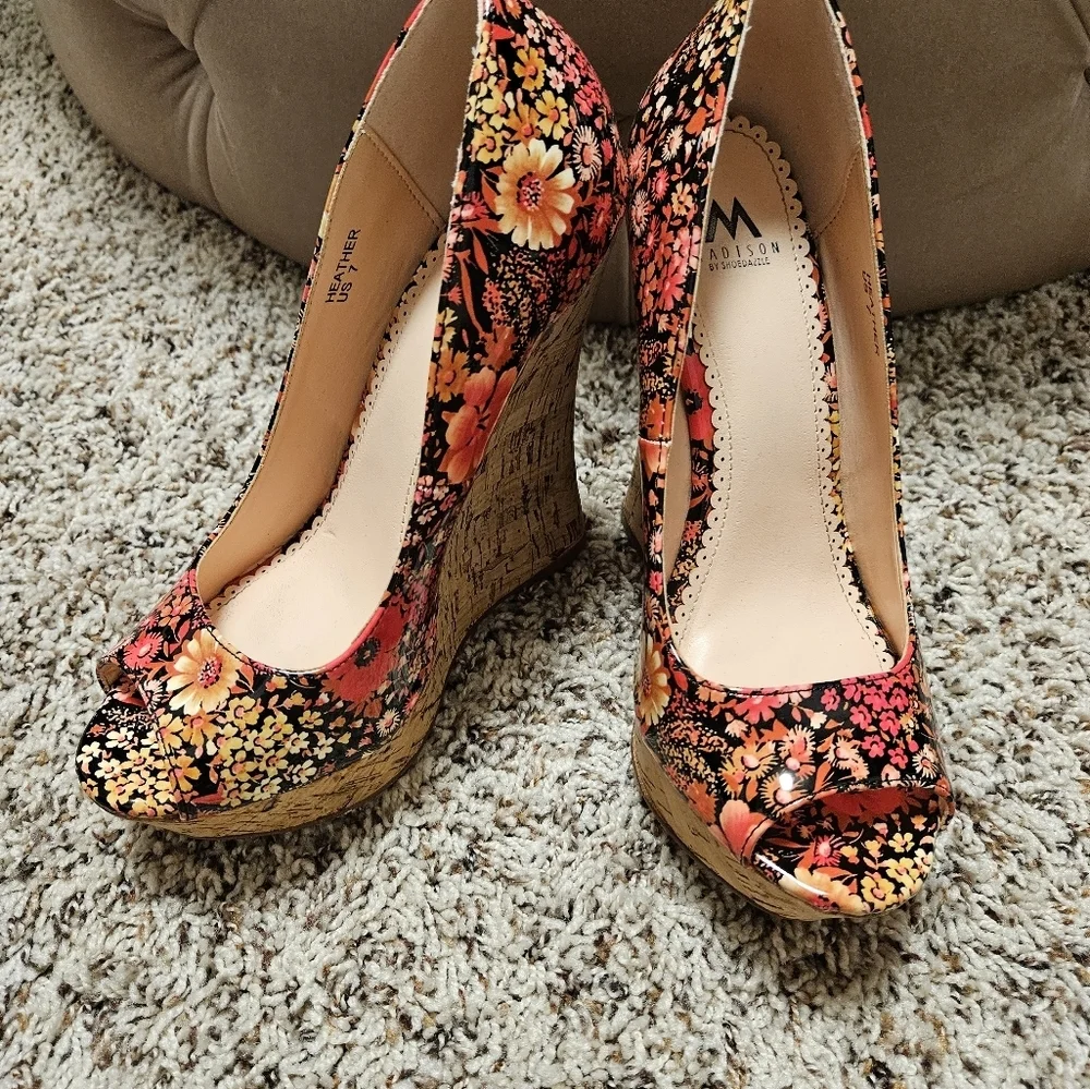 Madison Floral Cork Wedges